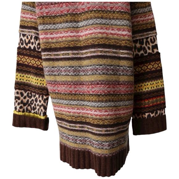 Pringle of Scotland Fall 2018 Patchwork Fair Isle Sweater In Brown Size S - Picture 12 of 13